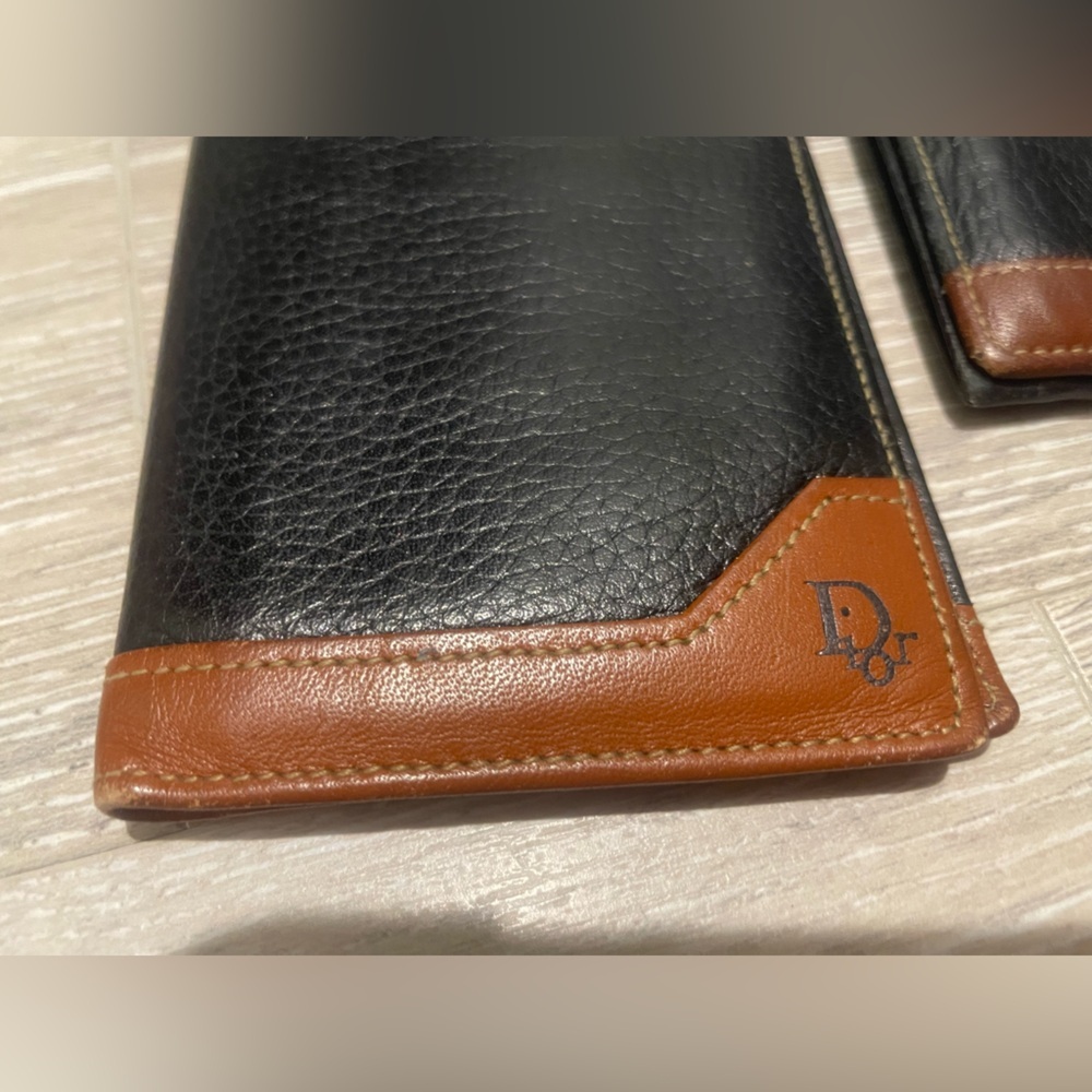 Vintage Christian Dior black/brown leather checkbook cover & card holder case - Picture 4 of 4